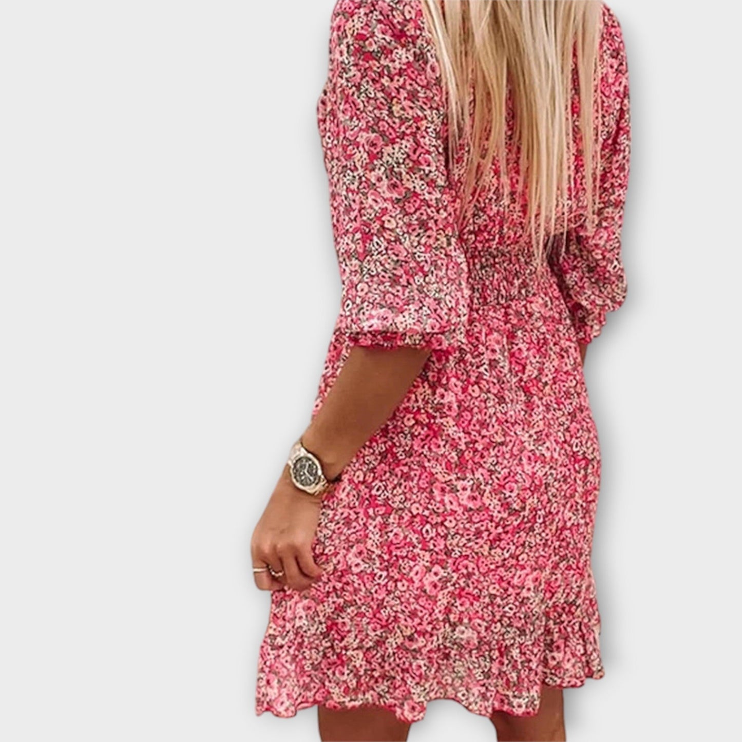 Liliana | Vestido floral de manga abullonada para mujer
