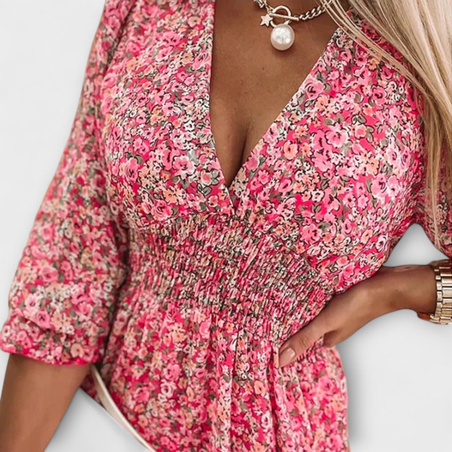 Liliana | Vestido floral de manga abullonada para mujer