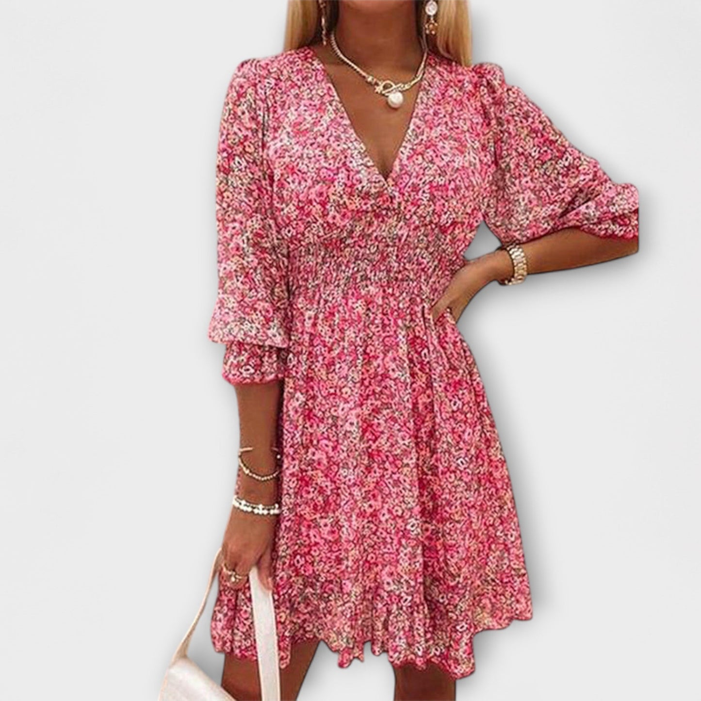 Liliana | Vestido floral de manga abullonada para mujer