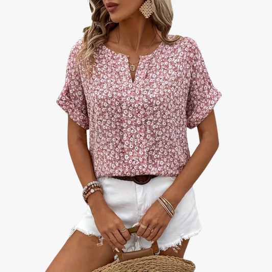 Camisa mujer vintage estampado flores cómoda y estilosa