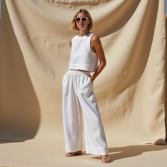 Conjunto femenino lino sostenible fresco y versátil primavera