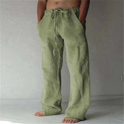Pantalón lino hombre cómodo con cinturilla ajustable casual