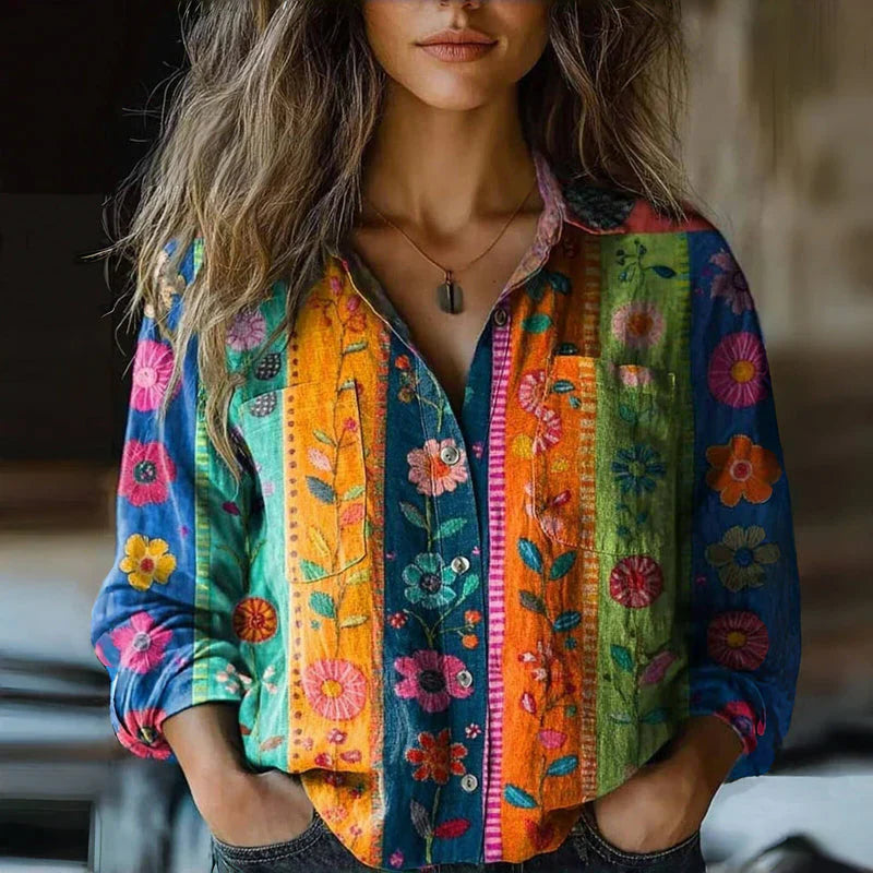 Camisa mujer elegante vintage cómoda para paseo y trabajo