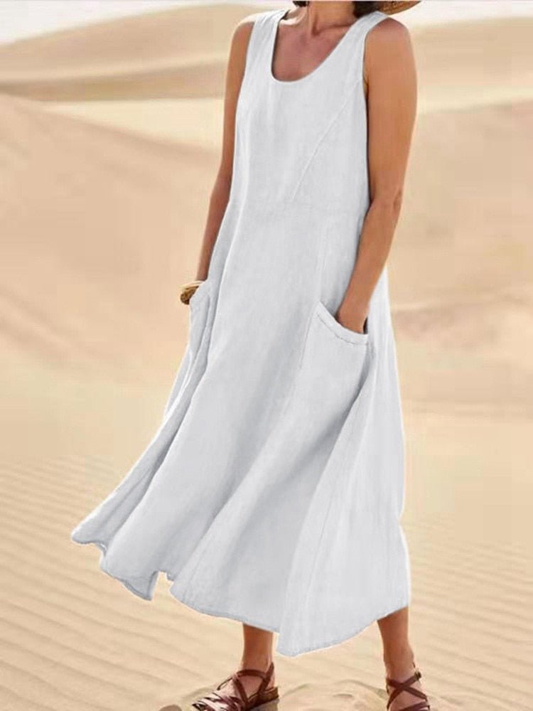 Vestido suelto de mujer, confortable y chic para días soleados