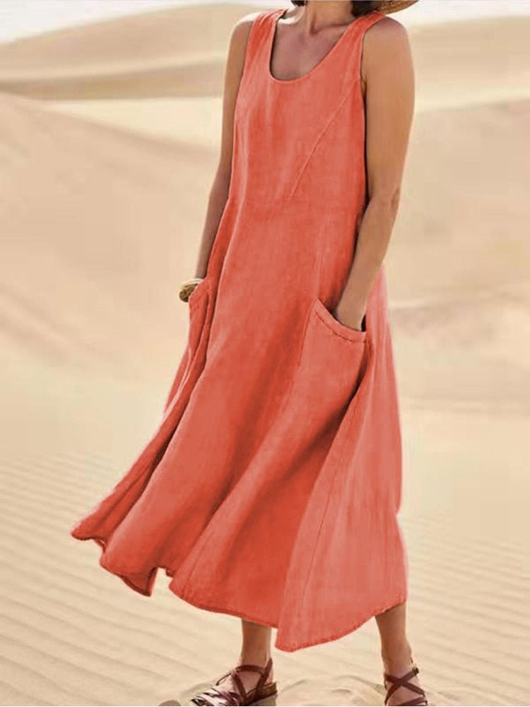 Vestido suelto de mujer, confortable y chic para días soleados