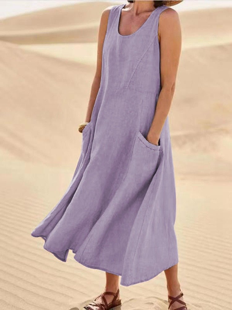Vestido suelto de mujer, confortable y chic para días soleados