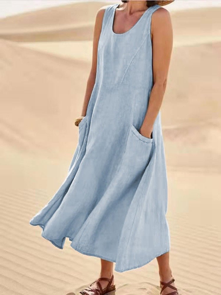 Vestido suelto de mujer, confortable y chic para días soleados