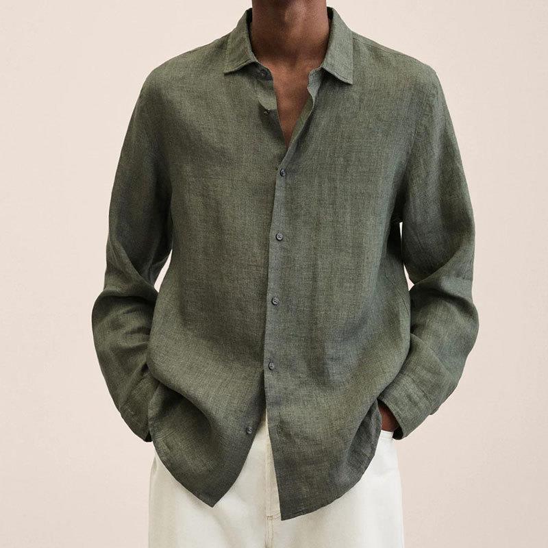 Camisa hombre manga larga holgada chic ideal trabajo y diario