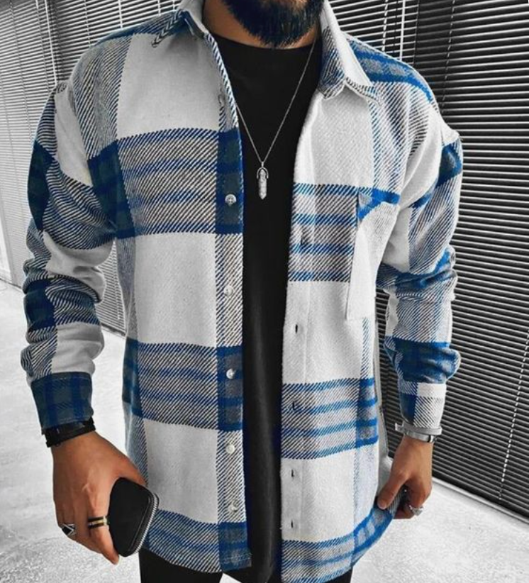 Chaqueta de hombre a cuadros cálida y elegante ideal otoño e invierno