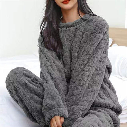 Pijama de felpa de dos piezas para mujer: cálido y suave para noches acogedoras