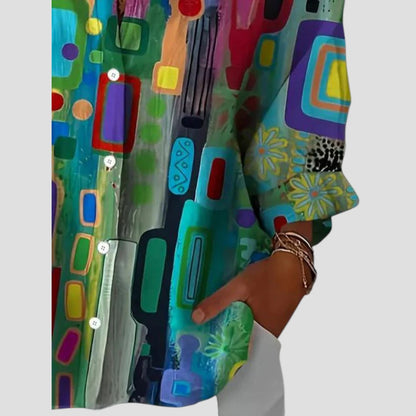 Blusa femenina estampado geométrico ligera ideal primavera verano