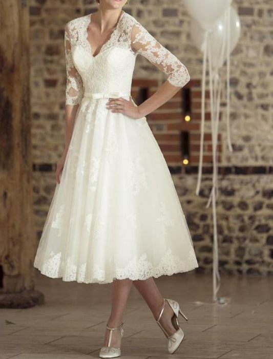 Vestido blanco midi manga larga cómodo ideal ceremonia