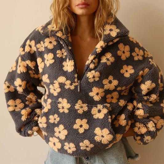 Jersey cómodo sherpa mujer elegante y versátil bohemio