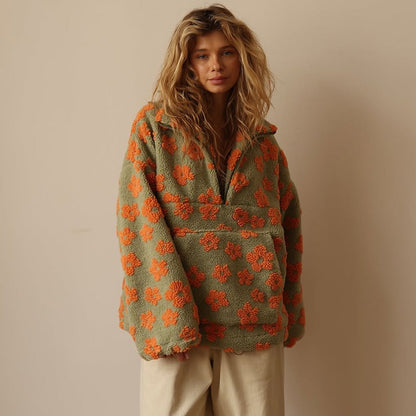 Jersey cómodo sherpa mujer elegante y versátil bohemio