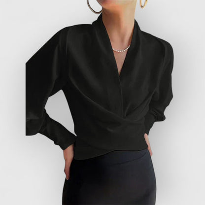 Camisa mujer elegante ligera con mangas abullonadas diario