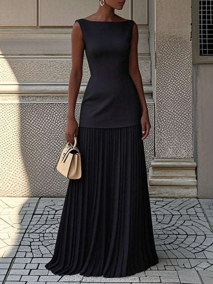 Vestido Largo Elegante Mujer – Estilo Plisado, Versátil y Moderno