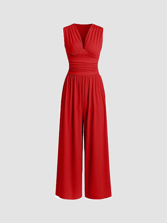 Mono elegante sin mangas pierna ancha moderno casual y formal