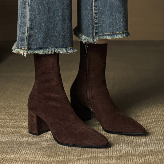 Botas de ante para mujer, ligeras y ergonómicas, perfectas para invierno