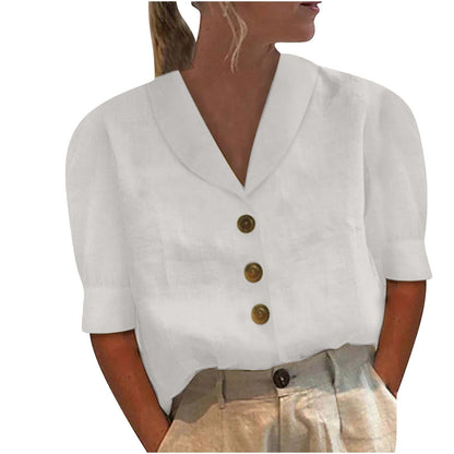 Danisha | Blusa retro-chic abotonada con nudo delantero