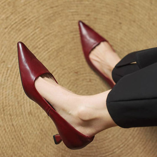 Zapatos Mujer – Tacón Clásico en Cuero, Chic y Versátil