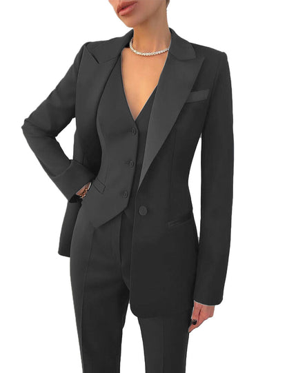Conjunto femenino elegante chaqueta chaleco y pantalón oficina
