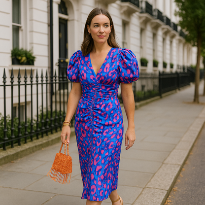 Hilary | Vestido de colores con mangas plisadas