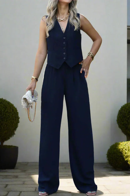 Conjunto pantalón mujer chic elegante pierna amplia y versátil