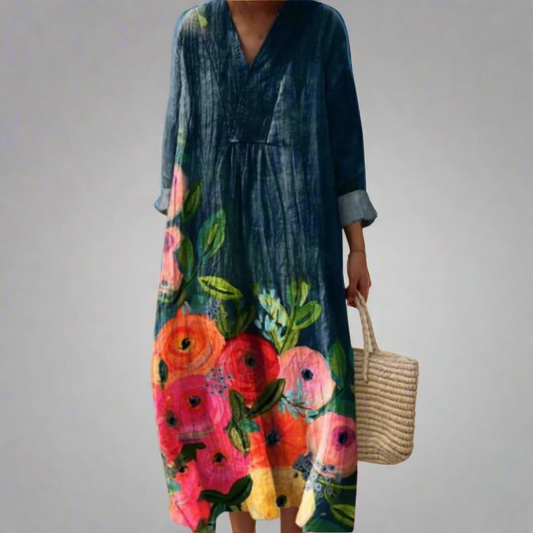 Vestido mujer largo acuarela floral moderno ideal paseo
