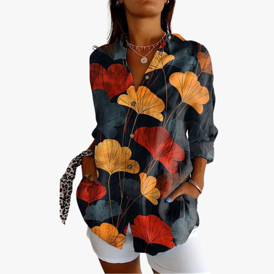 Blusa lino mujer bordada elegante y ligera casual diario