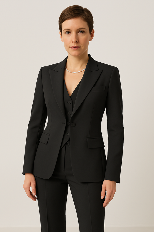 Conjunto femenino elegante chaqueta chaleco y pantalón oficina