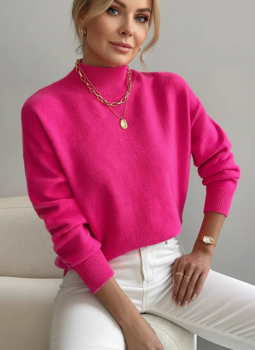 Jersey femenino turtleneck elegante suave y versátil casual