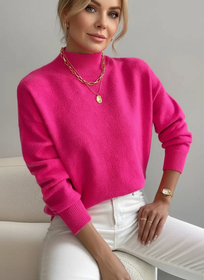 Jersey femenino turtleneck elegante suave y versátil casual