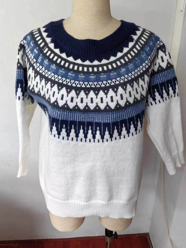 Jersey noruego para mujer: cálido y elegante en azul hielo
