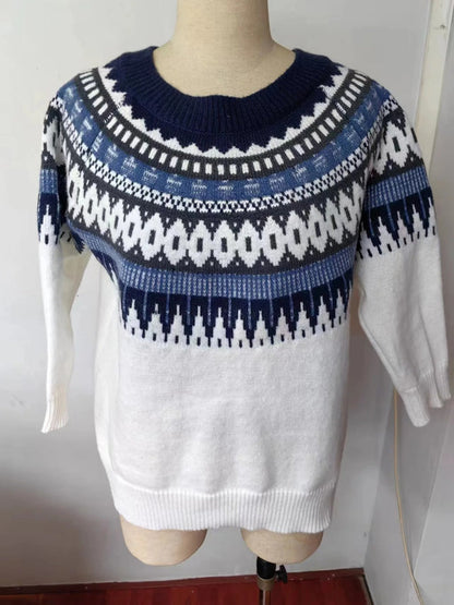 Jersey noruego para mujer: cálido y elegante en azul hielo