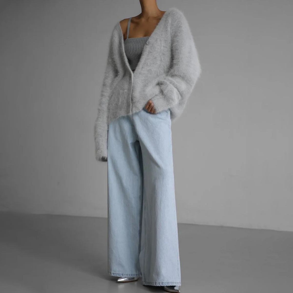 Chaqueta de punto oversize para mujer: suave y con botones
