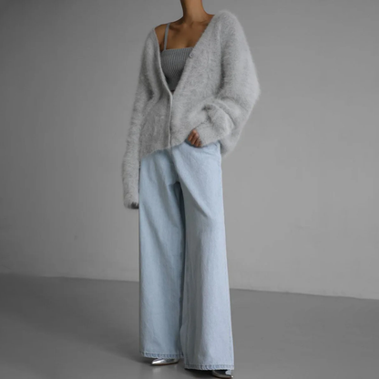 Chaqueta de punto oversize para mujer: suave y con botones