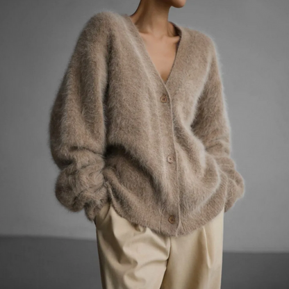 Chaqueta de punto oversize para mujer: suave y con botones
