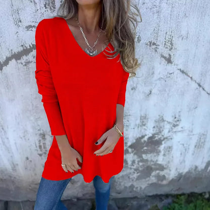 Top Mujer – Estilo Relajado, Cuello en V y Confort Todo el Día