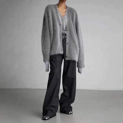 Chaqueta de punto oversize para mujer: suave y con botones
