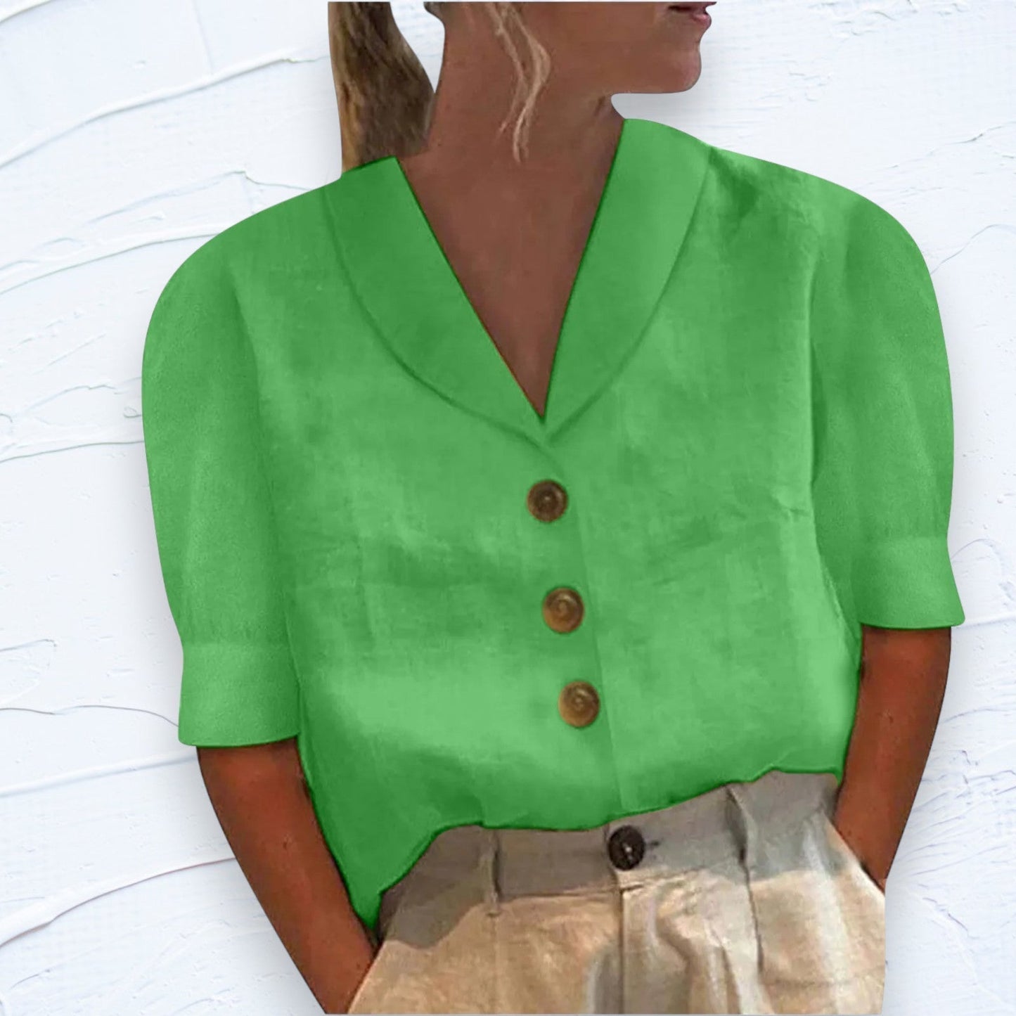 Danisha | Blusa retro-chic abotonada con nudo delantero