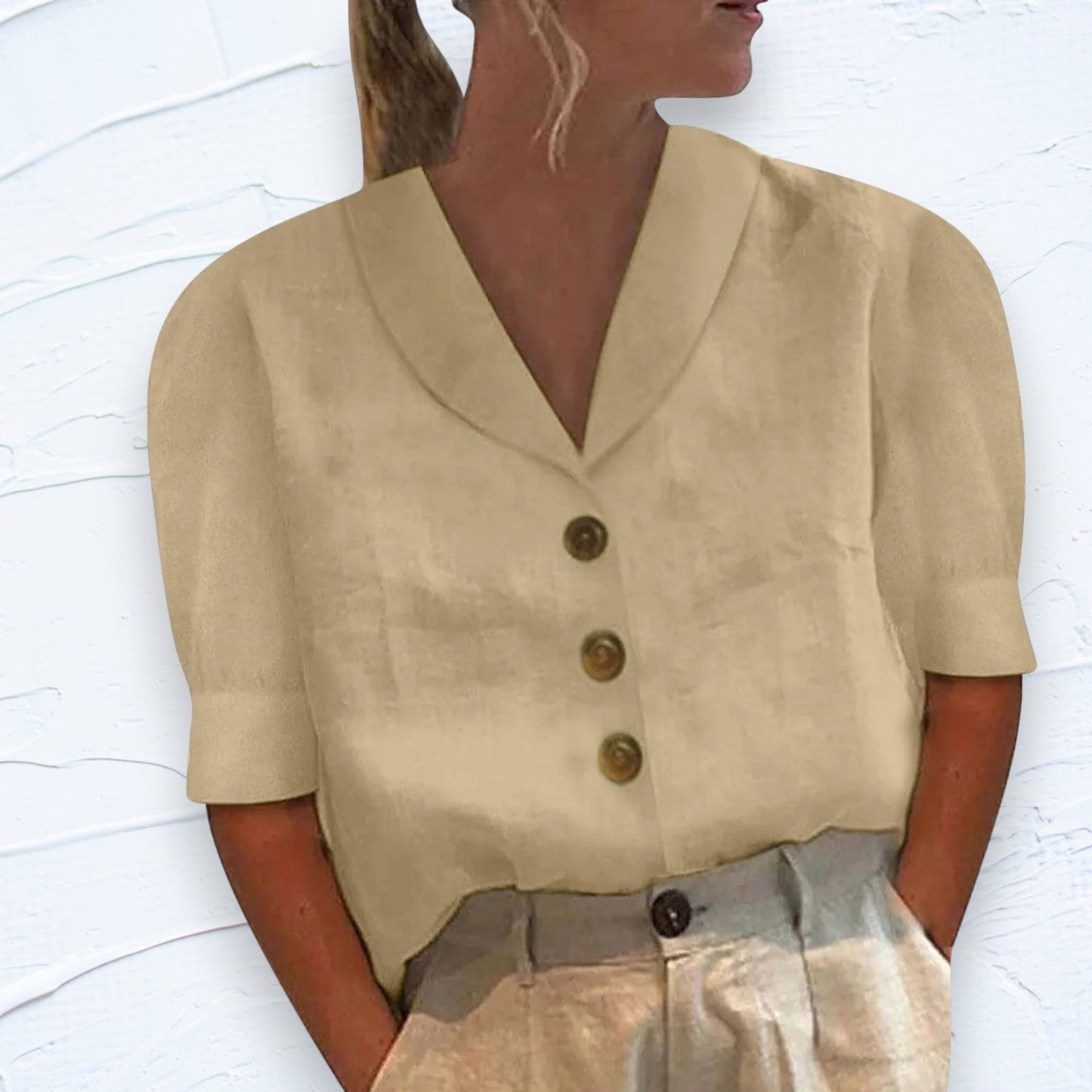 Danisha | Blusa retro-chic abotonada con nudo delantero