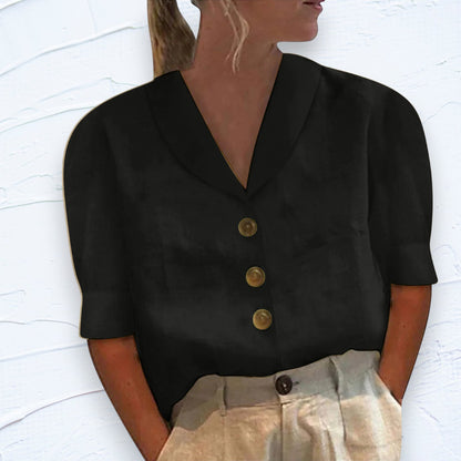 Danisha | Blusa retro-chic abotonada con nudo delantero