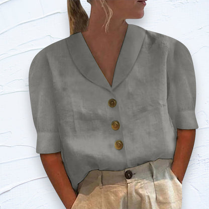 Danisha | Blusa retro-chic abotonada con nudo delantero