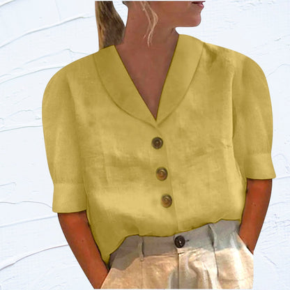Danisha | Blusa retro-chic abotonada con nudo delantero