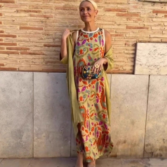 Vestido Largo Elegante Mujer – Fluido y Femenino con Accesorio Coordinado