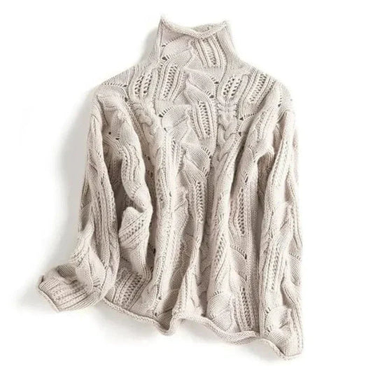 Jersey mujer cable knit cachemira cálido ideal otoño-invierno