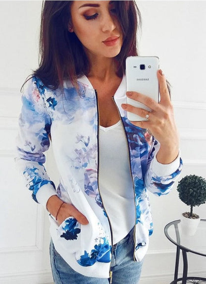 Chaqueta ligera mujer con estampado floral moderna casual