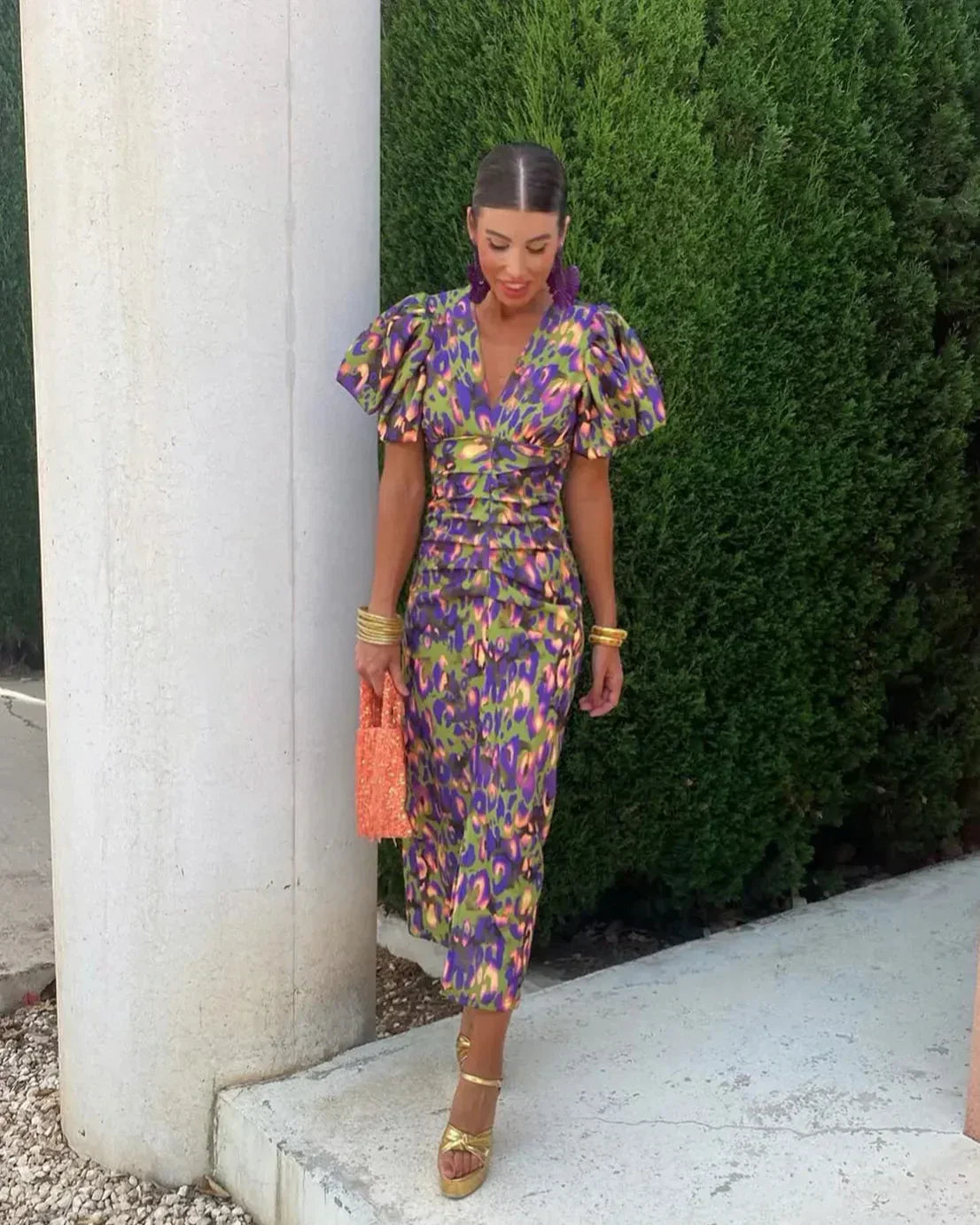 Vestido Elegante Mujer – Mangas Bufón, Estilo Moderno y Ajuste Cómodo