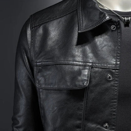 Chaqueta hombre cuero estilo motero moderna y resistente