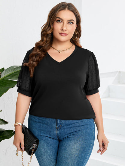 Kiki | Cuello en V Manga Vientre Cubre Camiseta